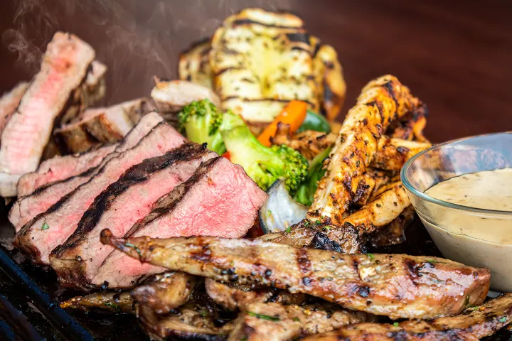 Mixed grill platter at Flame Grill
